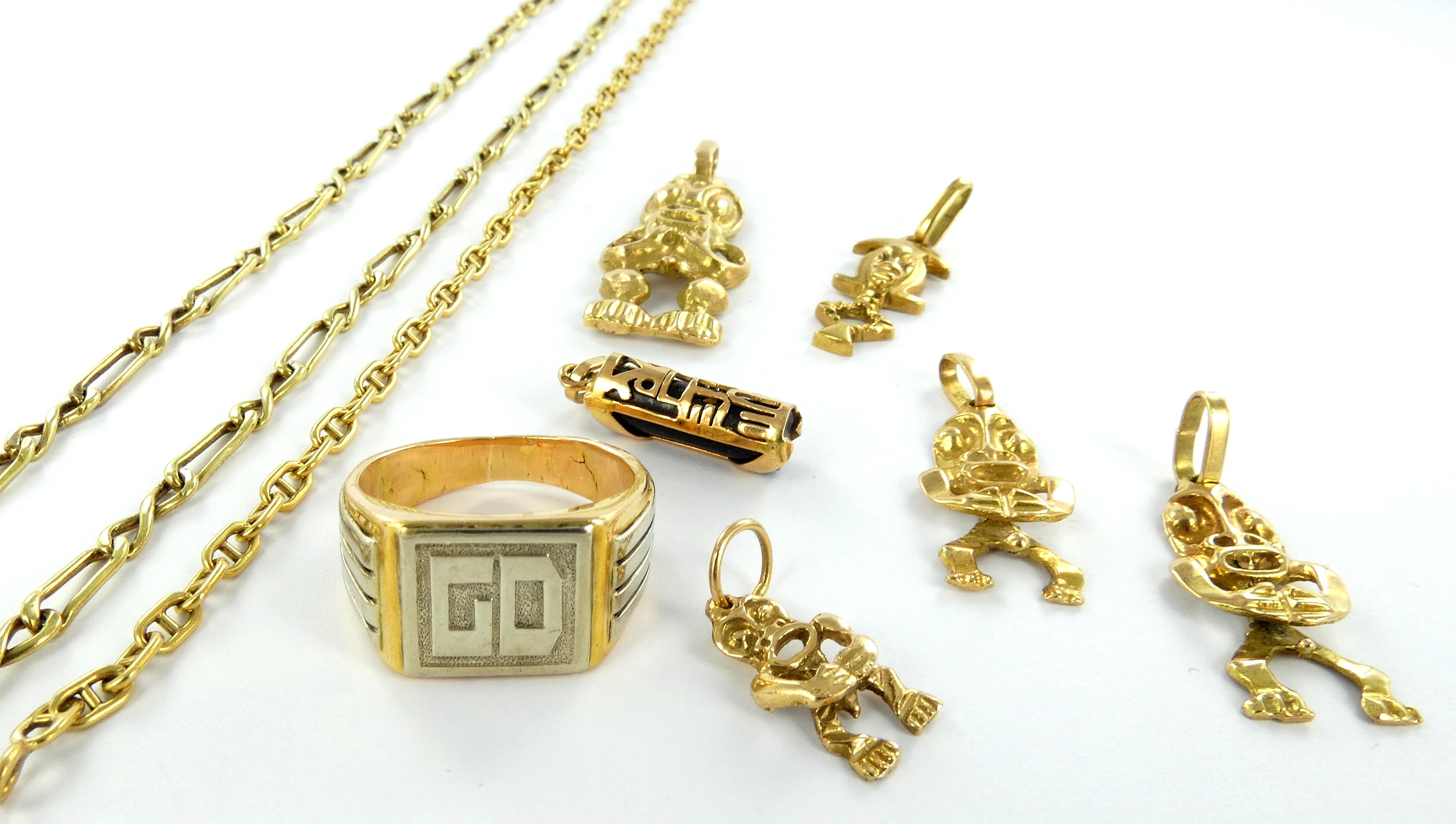 Lot 19 — 1 Chevalière Or 750 mil. NP, T 54, 14.1g, 1 Bracelet Or 750 