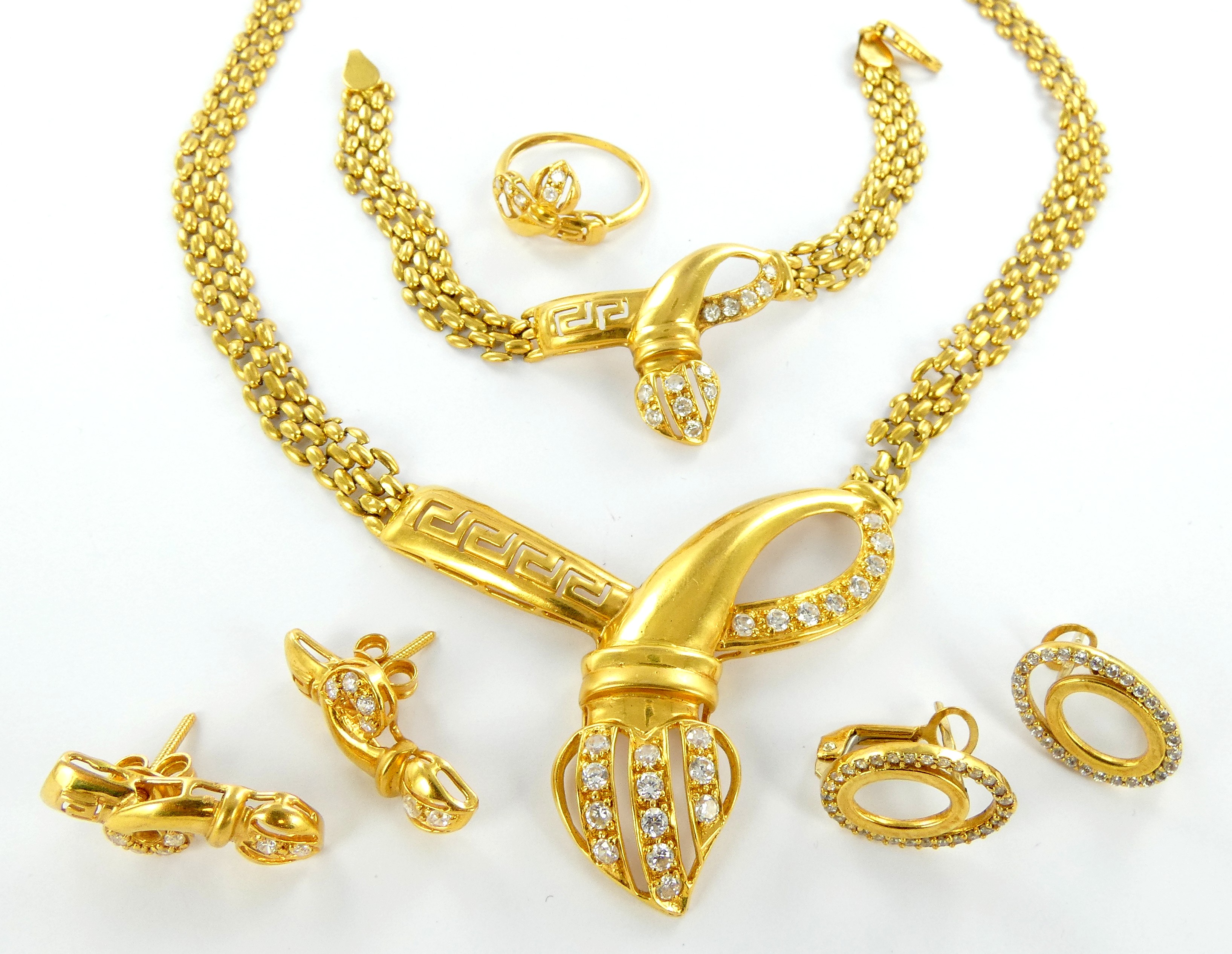 Lot 20 — 1 Bague Or 750 mil. pierres, T 55, 2.3g, 1 Bracelet Or 750 m