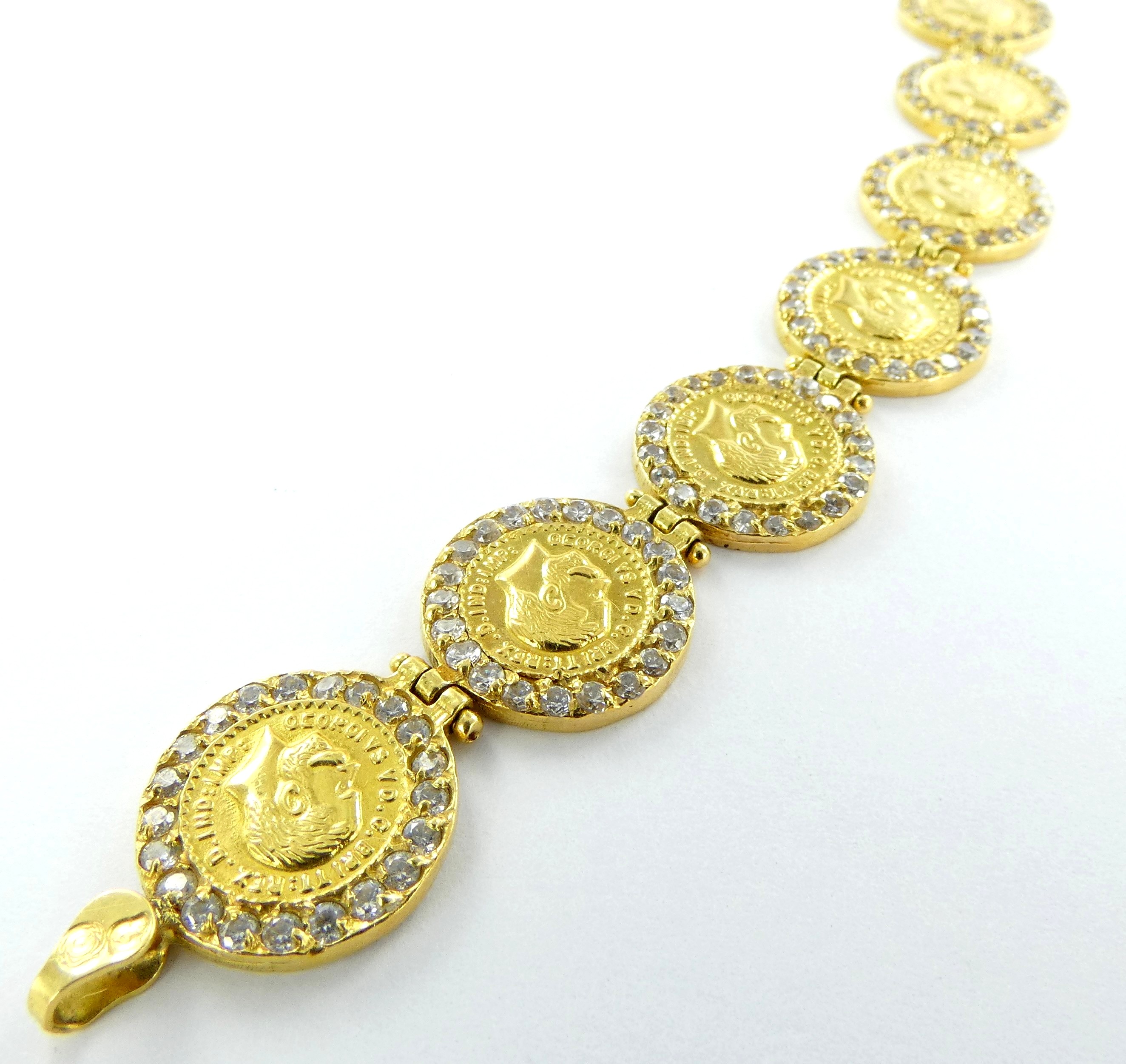 Lot 6 — 1 Bracelet Or 750 mil. Non poinçonné, pierres, 13g