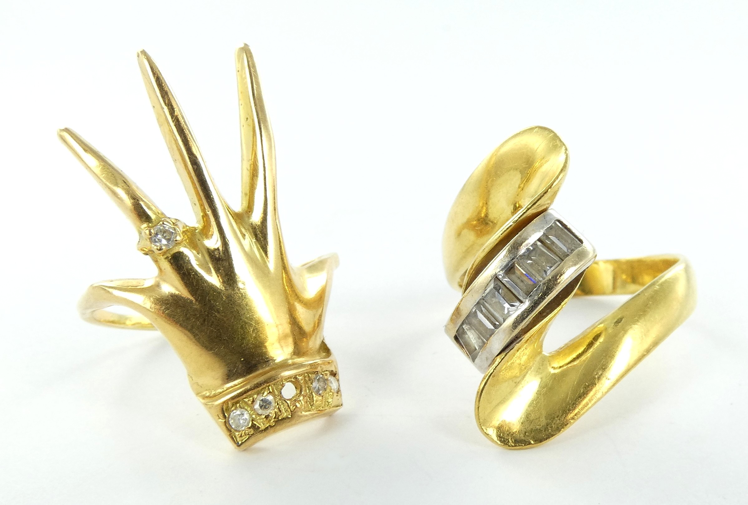 Lot 12 — 1 Bague Or 750 mil. cassée, pierres, manque pierre, T 51, 3.