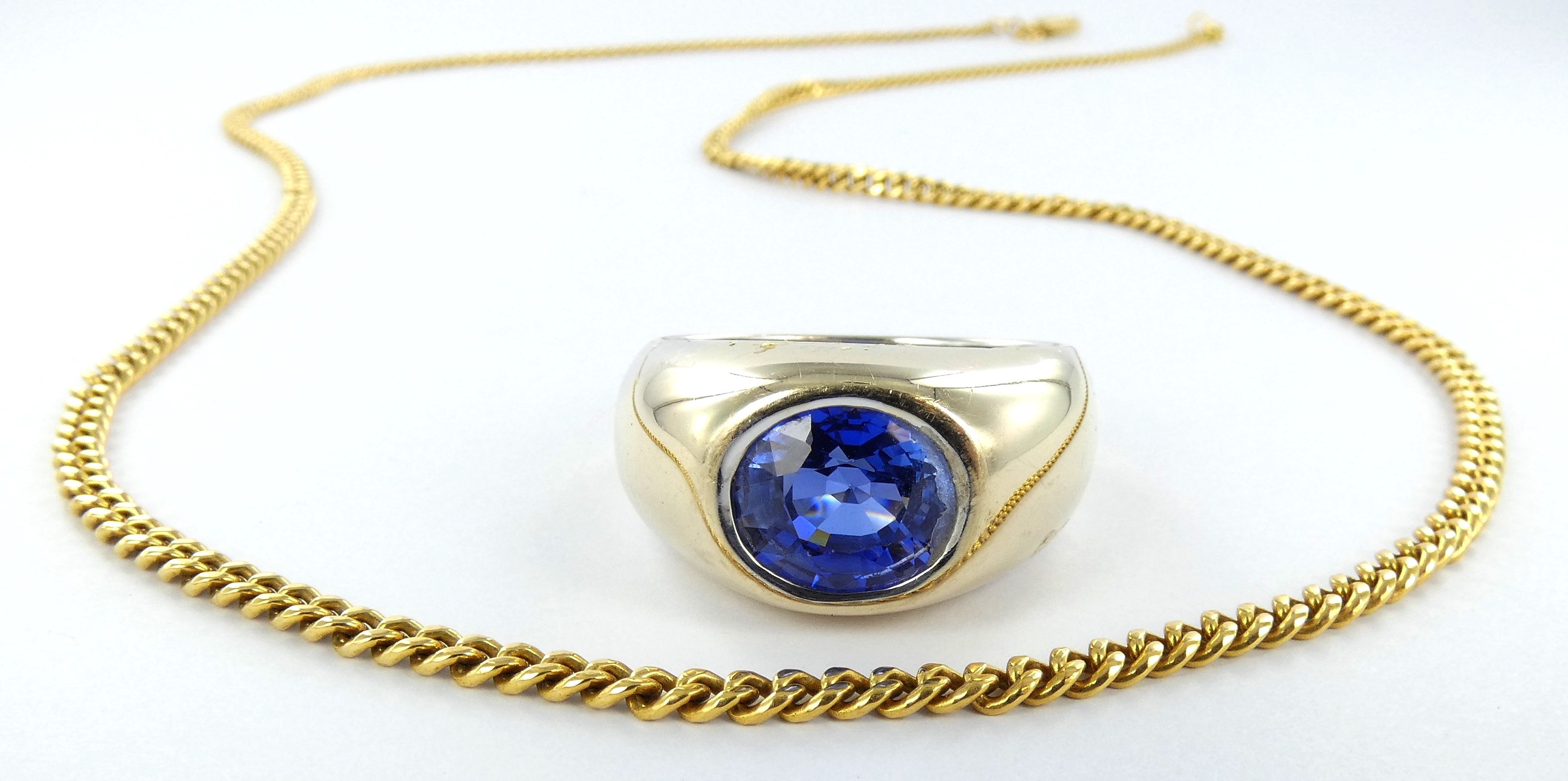 Lot 26 — 1 Bague Or 750 mil. Poinçonnée, pierre synthétique, T 65, 21