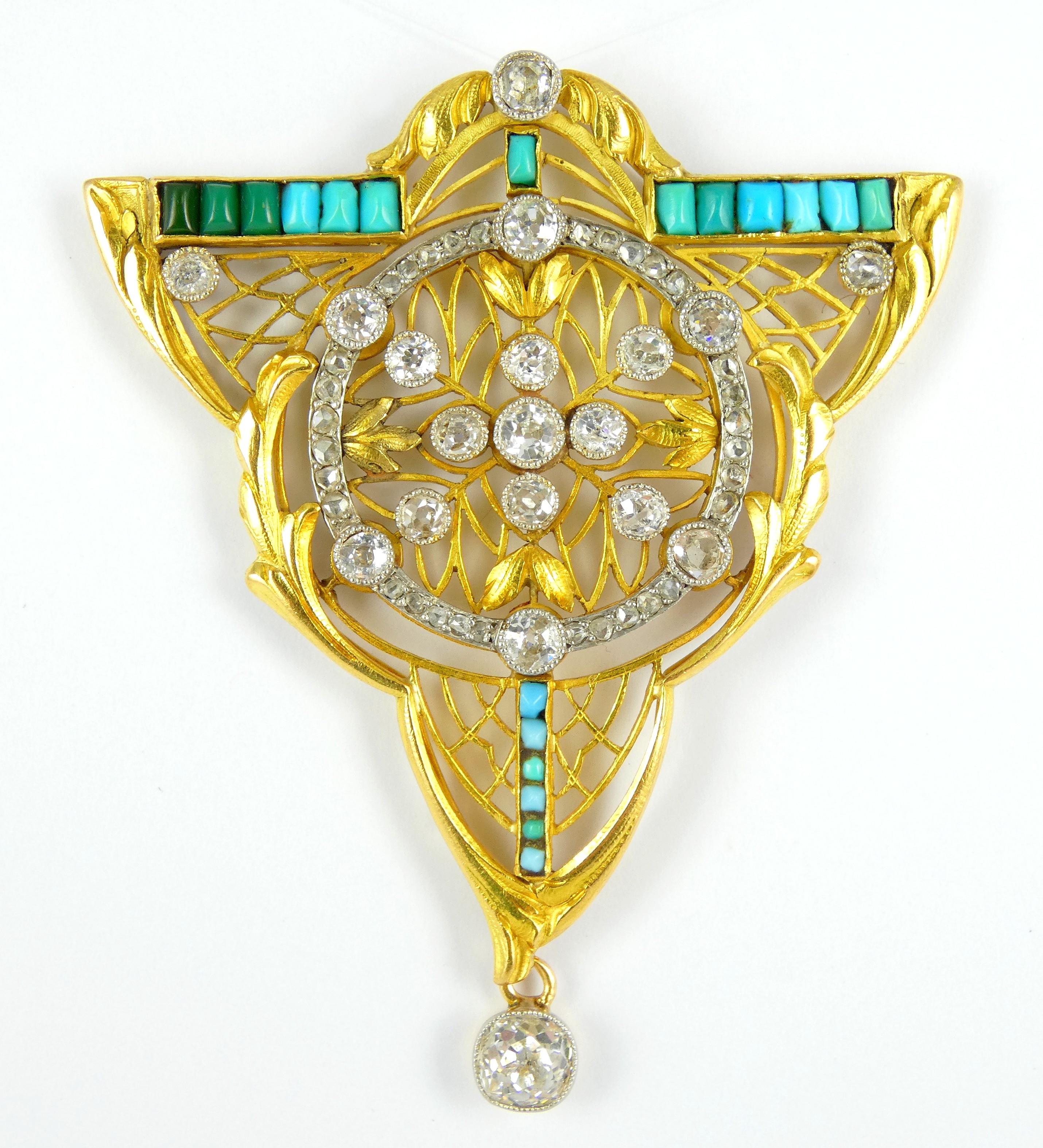 Lot 14 — 1 Pendentif Or 750 mil. Non poinçonné, serti de pierres et d
