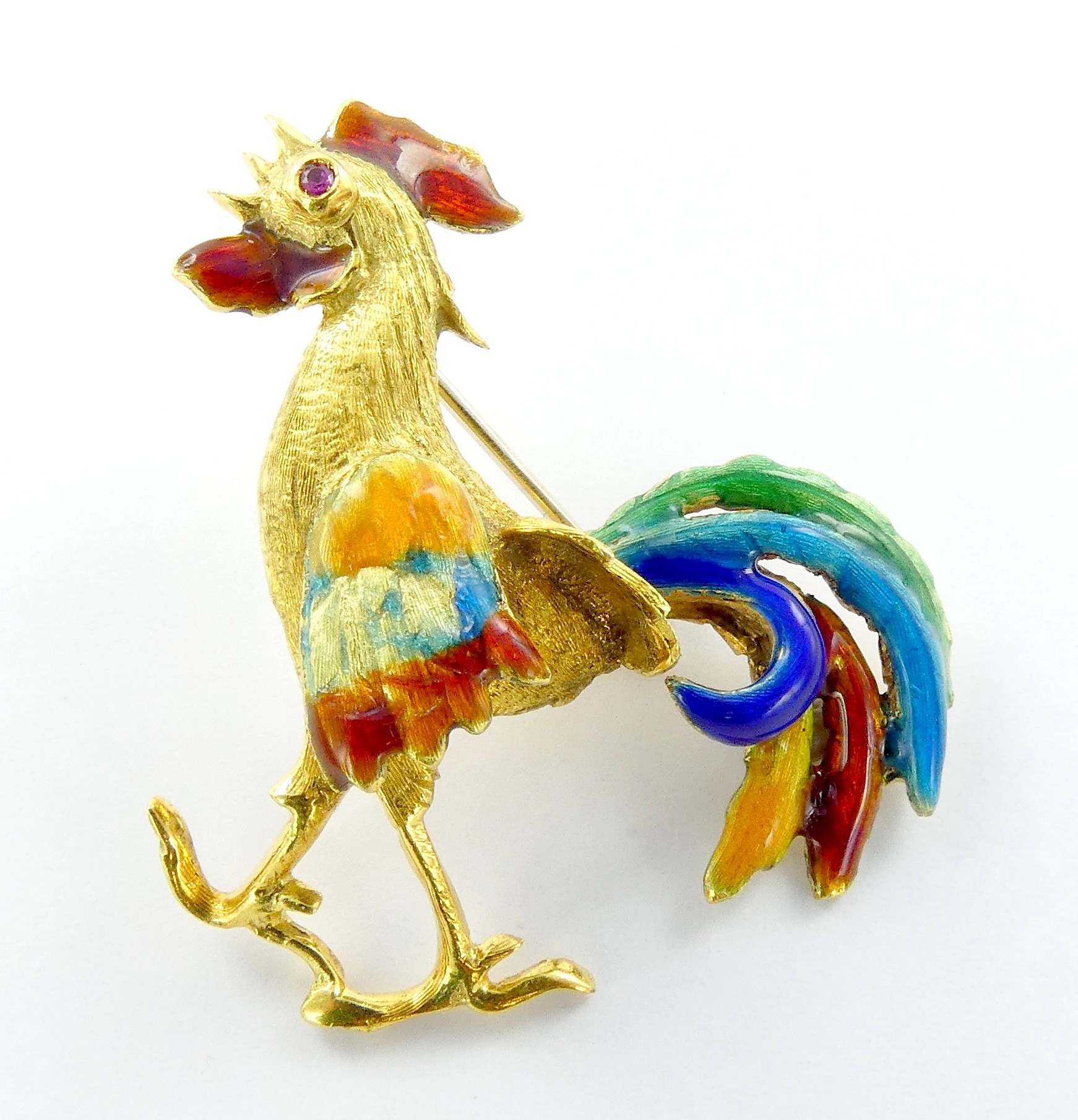 Lot 3 — 1 Broche Or 750 mil. Non poinçonnée, sertie d'émail et d'une