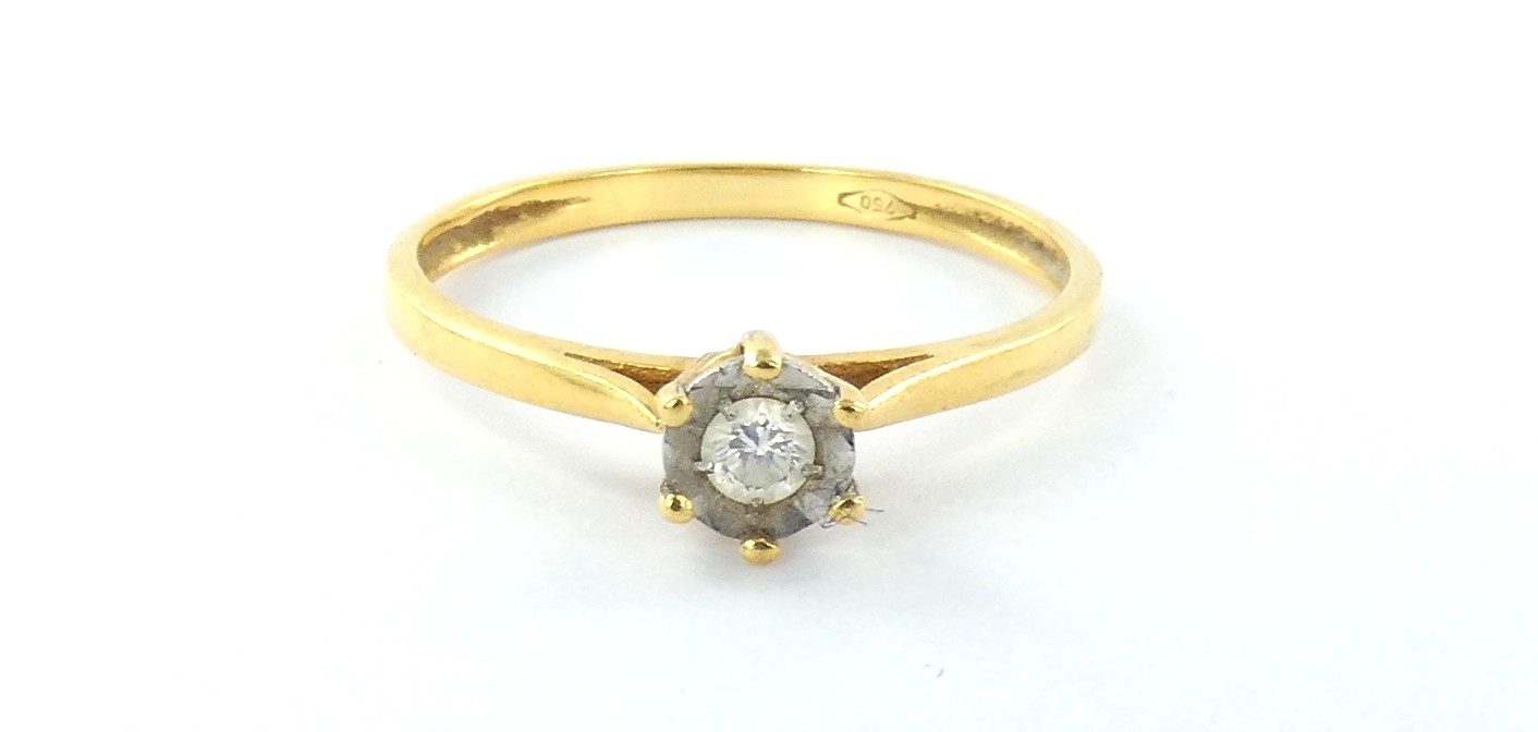 Lot 22 — 1 Bague Or 750 mil. brillant, 1.6g